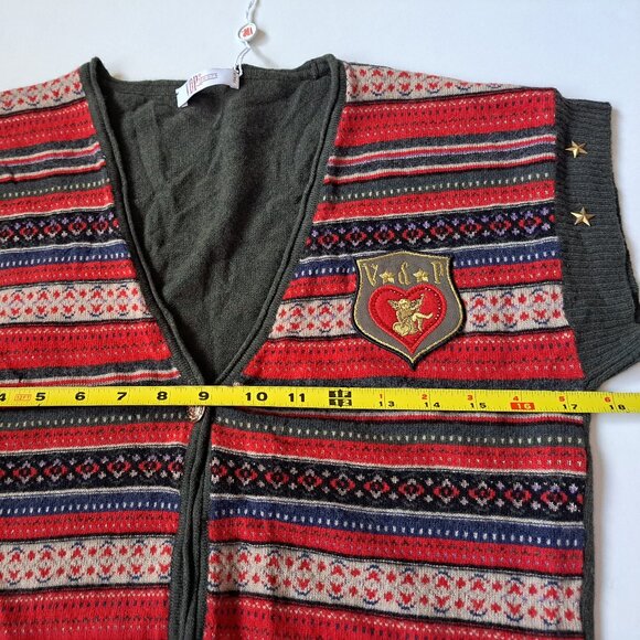 NEW VDP Italian Women's Knit Red Green Vest Sweater Size 38 / US 2-4 - Picture 15 of 16